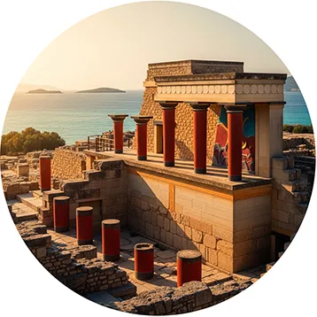 The Crete is the largest island in Greece and a central mythological place. There Zeus was born and raised, hiding in a cave